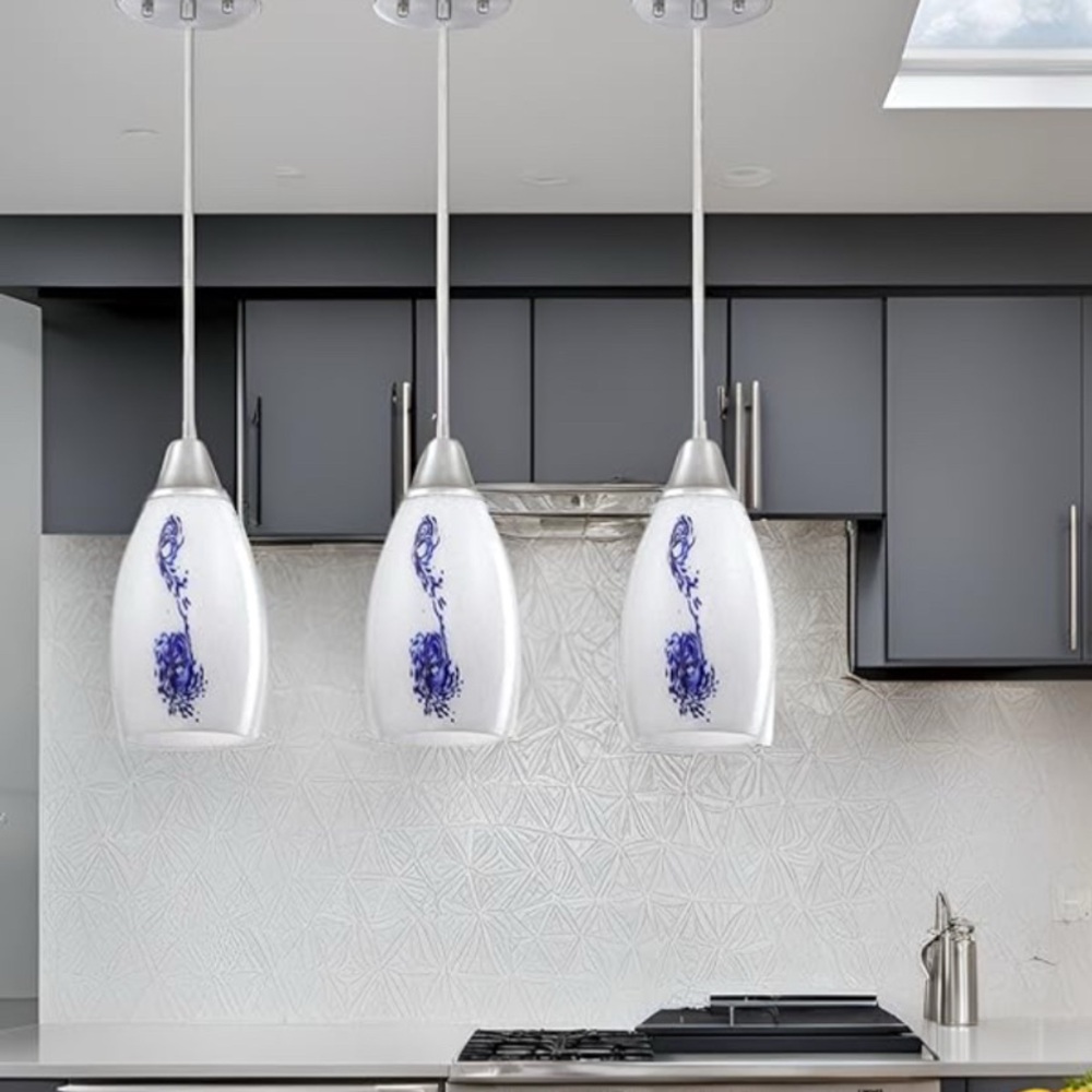 Elegant White and Blue Pendant Lights